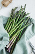 Bunches of green raw  asparagus.
