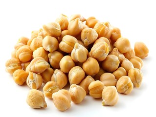 Wall Mural - Pile of Nutritious Chickpeas on Plain White Background