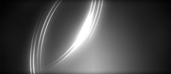 Poster - A white circle of light is casting a lens flare on a black canvas, creating a striking pattern of brightness amidst the darkness