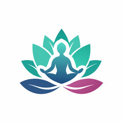 Wall Mural - Yoga logo with tree concept vector logo vector, Human meditation in lotus flower icon isolated on white background, simple clean logo, Creative Logo Icon,  2d style,   vector logo icon, vector illustr