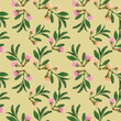 Almond. Decorative art-deco design element, floral ornament. Seamless pattern for bandana, shawl, hijab, neck scarf. Kerchief design or tablecloth print, scarf, towel. For textile, cotton fabric.