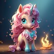 Magical unicorn with a luxurious pink mane.