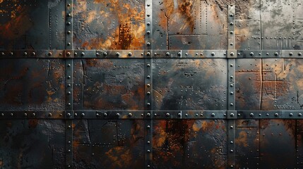 Canvas Print - Grunge metal background with rusted surfaces and industrial elements