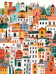 Wall Mural - Colorful City Buildings