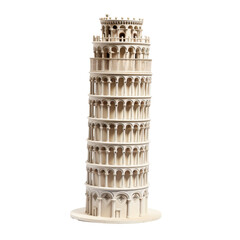 A model of the leaning tower of Pisa isolated on white background.