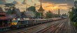 High Speed Express Train Whisking Passengers on Spiritual Journey Past Iconic Thai Temple at Sunset