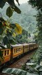 Adventurous Expedition Train Traversing Lush Tropical Landscape in Thailand s Heartland