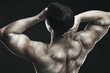 Monochrome, man and back with body paint for art decor in studio. Fitness, male model and bodybuilder with strong muscles and creative make up with shadows for human artwork with black backdrop