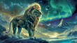 W obrazie przedstawiony jest majestatyczny lew stojący na skale, z rozwiewającą się grzywą. Jego postawa emanuje siłą i godnością, ujawniając jego dzikie piękno