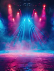 Wall Mural - a stage with lights and smoke