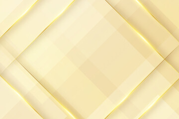 Wall Mural - luxury cream gold geometric background with gold lines and sparkling light in 3d paper cut style, ve