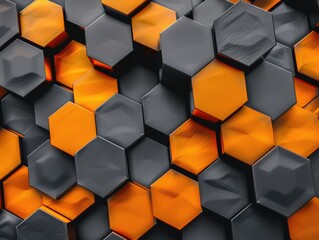 Sticker - A pattern of hexagons in orange and black