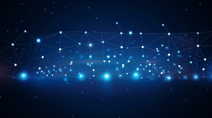 Poster - Abstract blue background with dots and weaving lines for network data transmission security