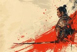 Fototapeta  - illustration samurai, shogun. Japan.