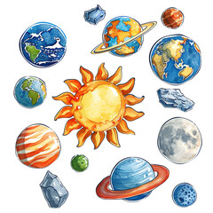 Sticker - earth and sun