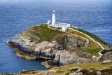 Fototapeta Góry - View of South Stack Lighthouse Holyhead, Anglesey, Wales.	