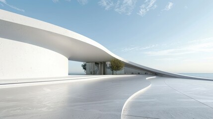 Wall Mural - futuristic concrete architecture with a car park, and empty square floor.