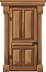 Wooden door clipart design illustration