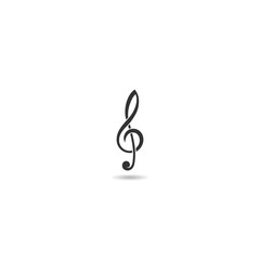 Wall Mural - Music violin clef sign icon with shadow