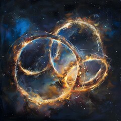 Wall Mural - cosmic nebulae intertwine like wedding rings symbolizing eternal love in space. concept astrophotogr