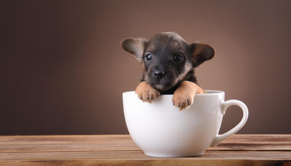 Sticker - Cute dog in a cup