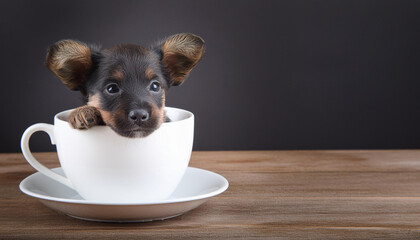 Wall Mural - Cute dog in a cup