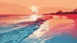 Sun setting over a tranquil beach + White background, synthwave neon, distressed graphic, minimal color and detail --ar 16:9 --v 6 Job ID: 5df76c0a-0b7c-47cd-a550-0d89df035805