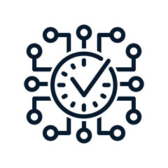 Poster - Software update timing concept. Vector linear icon isolated on white background.