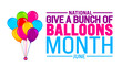 June is National give a bunch of balloons month background template. Holiday concept. use to background, banner, placard, card, and poster design template with text inscription and standard color.
