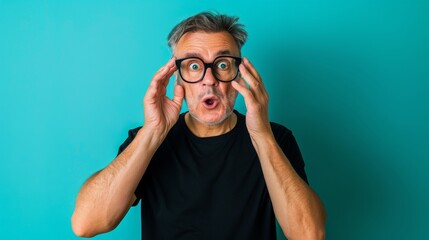 Wall Mural - Man in Shock with Glasses