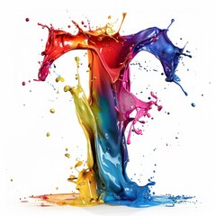 Poster - colorful splash of paint forming the letter T