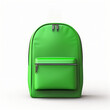 Green school bag on white background