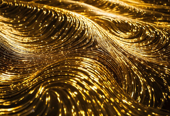 Poster - Golden Energy Flow Abstract Background with Shiny Gold Waves and Energetic Patterns