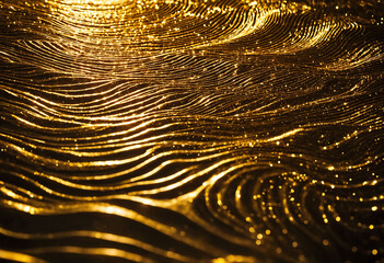 Poster - Golden Energy Flow Abstract Background with Shiny Gold Waves and Energetic Patterns