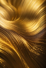 Poster - Golden Energy Flow Abstract Background with Shiny Gold Waves and Energetic Patterns