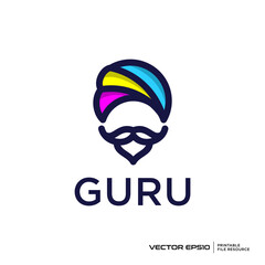 Guru character, logo vector design