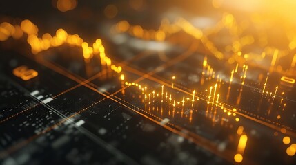 Wall Mural - Dynamic 3D rendering of rising stock market graphs displaying bullish investment trends and financial growth concepts