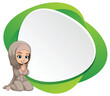 Cartoon of a girl in hijab beside a blank bubble