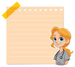 Cartoon of a smiling female doctor with notepad