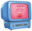 Vector illustration of an angry cartoon television