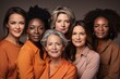 diverse group of women over dark background, international womens day concept.
