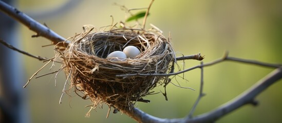 Poster - A nest made by a bird perched on a tree with copy space image available