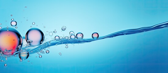 Aufkleber - An image featuring a copy space with a vibrant blue background and lively bubble splash