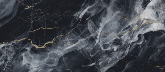 Leinwandbilder - The abstract black background showcases a grey marble texture providing a visually captivating copy space image