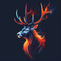 Wall Mural - Hand drawn deer logo design illustration. Generative AI