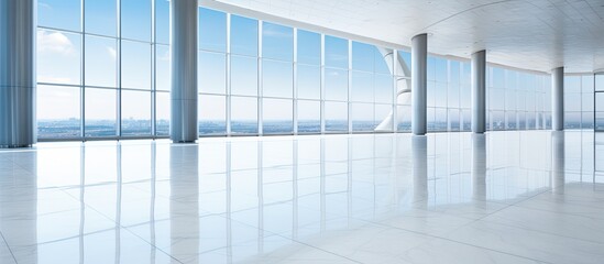Aufkleber - A modern office building with an empty marble floor providing ample copy space for images