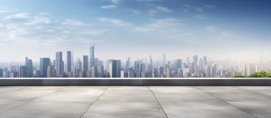 Aufkleber - Empty concrete square surrounded by a panoramic skyline and buildings perfect for a copy space image