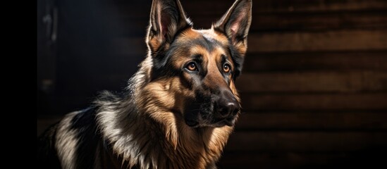 Poster - A stunning German shepherd dog with a striking appearance displaying elegance strength and intelligence Includes copy space image