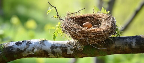Poster - A nest made by a bird perched on a tree with copy space image available