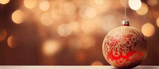 Poster - A Christmas ball for festive decoration during the Christmas festival set against a bokeh background providing ample copy space for images